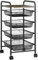 HOMCOM Storage Trolley on Wheels, Rolling Utility Serving Cart with 4 Mesh Trays for Living Room, Kitchen, Black