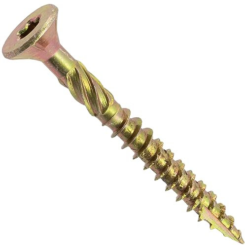 AERZETIX - C69111 - Lot de 100 Vis à bois Ø5x45 mm à tête fraisée - à empreinte étoile Т25 - en acier zingué - menuiserie contreplaqué aggloméré mélaminé terrasse panneaux chevrons bastaings