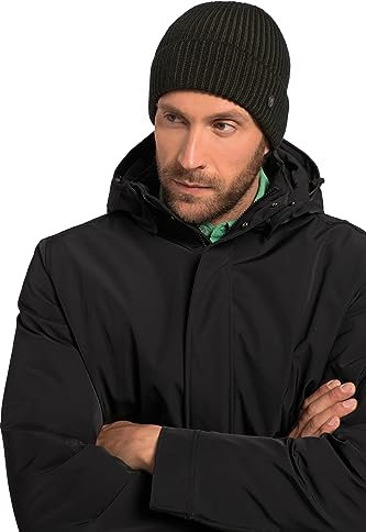 JP 1880 Herren große Größen Übergrößen Menswear L-8XL Mütze, zweifarbiger Rippstrick, Krempe schwarz 1Size 822968130-1