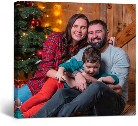 GagetElec Personalisiertes Foto auf Leinwand,Benutzerdefinierte Leinwanddrucke mit Ihren Fotos,Kundenspezifische Weihnachtsdekorationen Bild,Weihnachtsgeschenke für Familie und Freunde