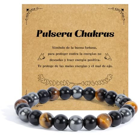Regalos para Hombre Regalo Pareja Pulseras Piedras Chakras Regalos Novio Navidad Regalos Originales Pulsera Para Hombre Amuleto Mal De Ojo Piedras Naturales Papa Regalo San Valentin Dia del Padre
