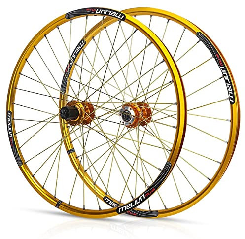 Fahrrad Laufradsatz 26 Doppelwandig MTB Mountainbike Laufradsatz Felge Aus Aluminiumlegierung Fahrradnabe Für Kugellager Scheibenbremse 7 8 9 Kassette Mit 10 Geschwindigkeiten ( Color : Giallo )