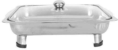 PRETYZOOM Couvercles De Plateaux À Vaisselle Rectangulaires en Acier Inoxydable Plateau De Service De Buffet Couvercle en Verre Support De Nourriture De Buffet Multi-Usage