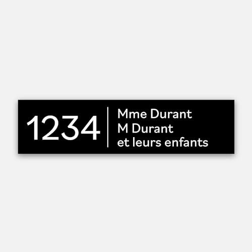 Plaque Boîtes aux Lettres Aluminium - Plaque Personnalisable Nominative - Plaque Adhésive - 10x2,5cm - Noir