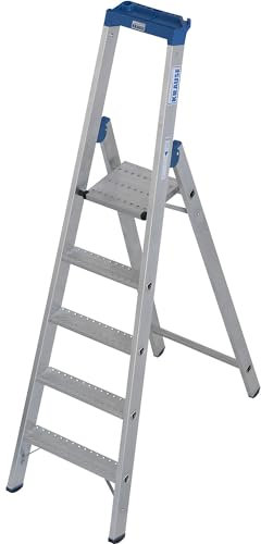 KRAUSE | Alu-Stufenstehleiter | mit R13-Rutschhemmung | einseitig begehbar | 5 Stufen inkl Plattform