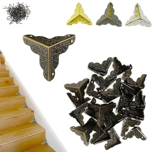 Esquinas Antipolvo Para Escaleras Para Escalones De Madera, Esquinas Antipolvo Antiguas Para Escaleras, Protectores Contra El Polvo Para Esquinas Escaleras Vintage De 25 Mm Con Tornillos (Bronze)