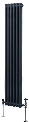 Radiatore Termosifone a 2 Colonne 1800mm x 292mm Moderno Centralizzato Grigio Antracite in Acciaio Inox Verticale a Parete Cucina Soggiorno Bagno Kit di Fissaggio e Spazzola Inclusi