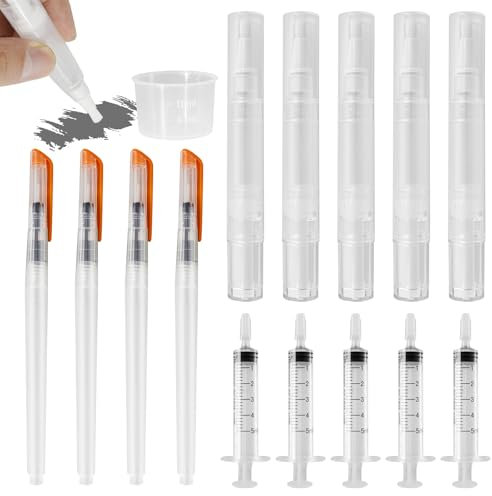 VINEST 9 Stück Ausbesserungsstifte 5/10ml, Nachfüllbarer Lackstift zur Reparatur von Wandfarbe Möbeln Tapeten, Wandfarbe Stift mit Pinselstifte für Lackkratzer, mit Spritze Bequeme Farbeinspritzung