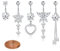 Diamday 5stk Bauchnabelpiercing Chirurgenstahl Piercing Bauchnabel CZ Baumelnd Bauchnabelpiercing Set 14G Belly Piercing Ring Nabel Barbell Bauchnabelpiercing Gold Silber Schmetterling Herz Anhänger