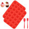 FIHODONE Muffin Backform, 2 Stück Muffinform Silikon 24 Cavity Mini Muffins Backform, Silikon Muffinförmchen Leicht zu Reinigen, Muffinblech Antihaftbeschichtet, spülmaschinenfest, Rot