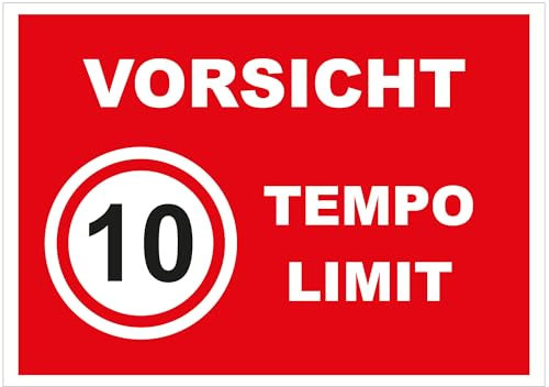 Indigos UG - Schild Tempo Limit 10-297x210 - Hotel, Firma, Schutz, KITA, Arzt, Praxis - Sicherheit - Warnung - Aluverbundplatte 3mm, Wohnung - Hinweisschild - Warnschild