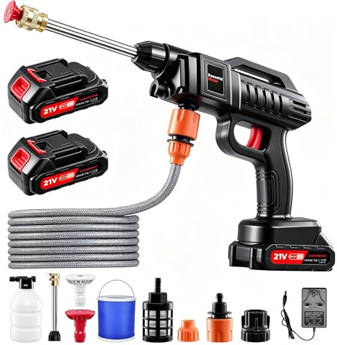 Cordless Pressure Washer, 60 Bar and Charger 1500W Portable Power Washer, Battery Pressure Washer with Nozzle and 5m/16.5ft tube, Electric Pressure Washers for Car, Watering Flowers, Cleaning Floors
