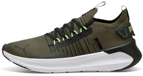 PUMA Unisex Softride Symmetry Fuzion Ls Straßen-Laufschuh, Dark Olive Schwarz Fizzy Light, 45 EU