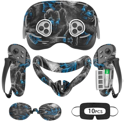 Rechale Silicone Cover Set Compatible with Oculus/Meta Quest 3S, VR Accessories for Meta Quest 3S, Protective Cover Set Includes Controller Grip Cover, Face Cover, VR Shell Cover (Phantom)