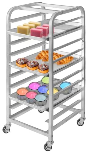 lopeztek 10-Tier Quarter & Half Sheet Pan Rack with Wheels for Home Use | 1/2 & 1/4 Sheet Pan|Baking Bread Cooling Rack|Speed Bun Pan Rack|Home Bakery Rolling Cart|Dough Proofing