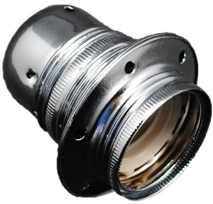 Dekorative E27 Lampenfassung in der Farbe Silber, ideal für Beleuchtung und Innendekoration.