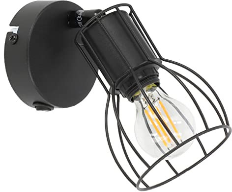 LED Universum - Retro Deckenleuchte Deckenstrahler KAFES 1-flammig in Gitteroptik E14-Fassung (ohne Leuchtmittel) Metall Deckenlampe schwarz schwenkbar Industrie Deckenspot Vintage