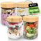 Kamoro HOME & KITCHEN Glas Frischhaltedosen 4er Set mit nachhaltigem Bambus Deckel - Glasbehälter in verschiedenen Größen mit Gummibändern – BPA-freie Dosen/Behälter (4x Set)