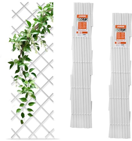 Packung mit 3 Kletterzaunhaltern, erweiterbares Kunststoffgitter, Gartenzaungitter für Kletterpflanzen, weiß, 300 x 100 cm
