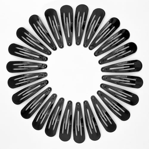 YISCOKO Fermagli per capelli da donna neri, fermagli per capelli in metallo, 5 cm, clip per capelli a scatto per bambini, accessori per capelli per ragazze (24 pezzi, nero)