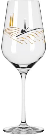 RITZENHOFF 3011011 Weißweinglas 300 ml - Serie Herzkristall Nr. 11 - mit Buchstabenmotiv in Roségold - Made in Germany