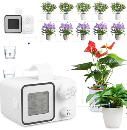 Zaxiva Système d’arrosage automatique pour 15 plantes avec minuterie, Type-C, goutteurs réglables, arrosage goutte à goutte, contrôleur d’arrosage pour intérieur, jardin, balcon, serre