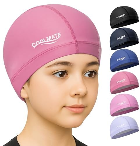 COOLMATE Bonnet de bain en tissu pour adultes, femmes, hommes et enfants de 3, 4, 6, 8, 14, 16 cm, couche en silicone résistant à l'eau, bonnet de bain en tissu cadeau pour nageurs, léger pour piscine