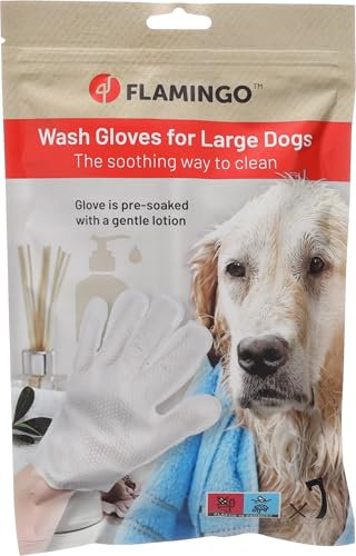 FLAMINGO Gant de Toilette pour Chien L Propy Imbibé – 7 pièces de 42ml – Nettoyage sans Eau – pour Grand Chien ou Chat | Jetable, Doux et Pratique