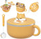 Nyutcwe Bol de nouilles instantanées avec poignées 1200 ml Bol de ramen instantanés avec couvercle et cuillère à micro-ondes portables coccopier pour soupe, nouilles, boulettes, salades