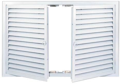 YJEUZCD Doble Obturador Puertas, Aleación De Aluminio Ventilación Reja, Armario Cocina Metal con Persianas Cubrir, Armario Zapatos Gabinete Baño Escape, Versátil Acceso Puerta(75x45 cm/29.5x17.7 in)