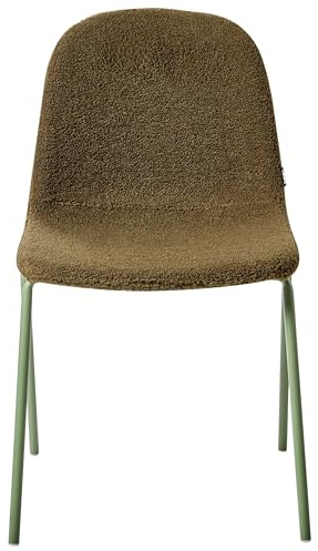 Beliani Set of 2 Conference Chairs Boucle Upholstery Iron Legs Stackable Office Furniture Green Loma