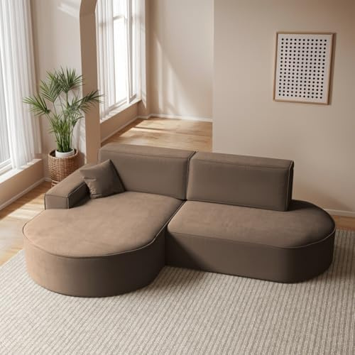 Kaiser Möbel - Ecksofa mit Schlaffunktion und Bettkasten, Wohnlandschaft L Form, Schlafsofa, Bequemes Couch mit Ottomane für Wohnzimmer und Jugendzimmer, Modena Pro, Dunkelbraun, Salvador, Links