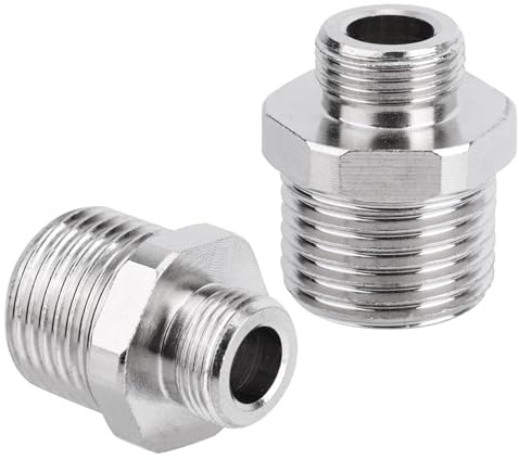 2pz Adattatore Tubo Dell'Acqua 1/2 a 3/8, Riduttore Compressione Acciaio Inossidabile Prova Perdite Rubinetto Bagno Cucina Camper Connettore Tubo 3/8 Maschio a 1/2 Maschio con Rondelle Gomma