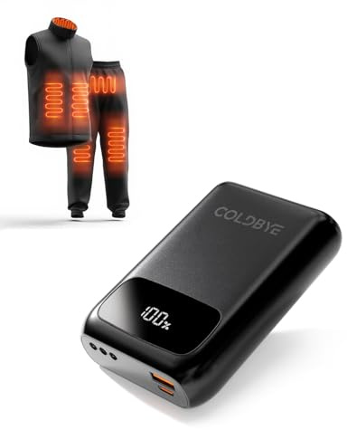ColdBye 5V/7.4V 20000mAh Heated Vest Battery Pack, DC/USB/TYPEC Input/Output 30W