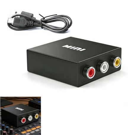 Adaptateur RCA vers HDMI, Convertisseur AV vers HDMI 1080p Mini Composite CVBS Vidéo Audio, Prise en Charge NTSC/PAL, Compatible pour Caméra, Xbox 360, PS1, PS2, WII, N64, Snes, NES, PSP, Lecteur DVD