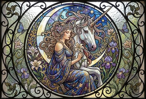 Art Nouveau Unicorn Goddess Jigsaw Puzzle 1000 Pieces, Wall Decor Gift | 1000 pieces puzzle, size 70x50cm, 14+, featuring Art Nouveau Unicorn Goddess for fun table game and gift use