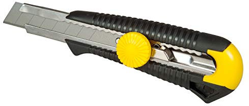 Stanley 1-10-418 Cutter 18 mm Système de Blocage de Lame - Chariot Porte Lame et Guide Lame en Acier Inoxydable - Poignée Ergonomique - Fourni avec 1 Lame