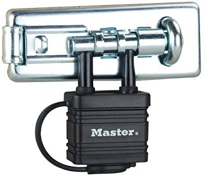 Master Lock 471EURD Pack Comprenant un Moraillon de Porte et un Cadenas d'Extérieur à Clé