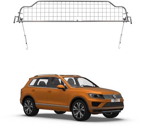 Travall Dog Guard for VW Touareg (2010-2018) Tailored Fit Luggage Barrier Load Seperator Heavy Duty Powder Coated Steel Pet Barrier Mesh Cage Car Seat Compatible