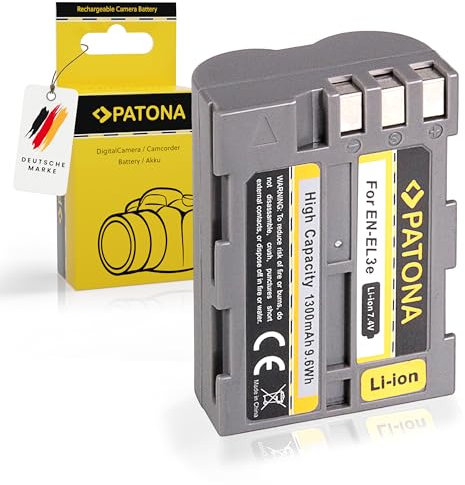 PATONA EN-EL3E Batteria 1300mAh compatibile con Nikon D40 D40x D50 D60 D70 D70s D80 D90 D100 D200 D300 D300S D700 D900 D3000 D5000 batteria di ricambio per modelli EN EL3E ENEL3E EN EL 3E