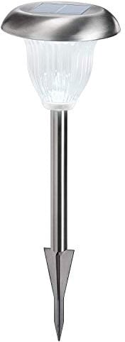 esotec Solar Gartenleuchte Steckleuchte Flowerlight 32 Duo Color 102604 | Duo Color 2800/6500K warmweiß + kaltweiß, bis 8Std, Akku wechselbar, Edelstahl, Erdspieß, LED Strahlenkranz, ⌀xH 13x33cm,