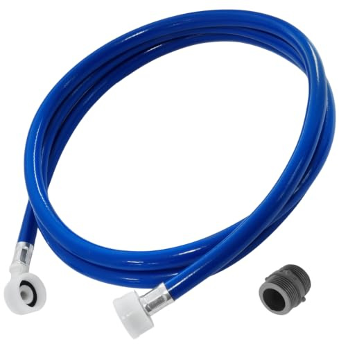 Cold Fill Hose Extension Kit for Washing Machines and Dishwashers 2.5m | Blue Flexible Hose with Straight and Hooked Connectors Leak Resistant Water Inlet Pipe Replacement | Paxanpax PLD1230