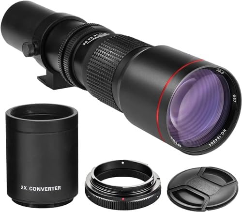 Leistungsstarkes manuelles Teleobjektiv 500 mm/1000 mm f/8 für Sony a7r, a7s, a7, a6500, a6300, a6000, a5100, a5000, a3000, NEX-7, NEX-6, NEX-5T, NEX-5N, NEX-5R, 3N und andere E-Mount Digital