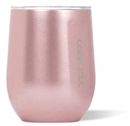 Corkcicle Origins Stemless Cup - Triple Insulated Stainless Steel Travel Wine Cup Tumbler for Coffee, Wine, and Cocktails - Leakproof, Reusable, BPA-Free, Dishwasher Safe - Rose Metallic, 355ml/12oz