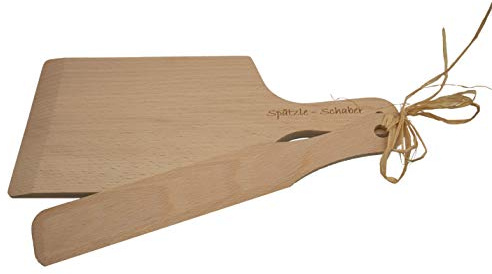 Albgenuss Spätzleschaber-Set: Echtholz Spätzlebrett aus Buchenholz und Spätzleschaber aus Holz