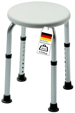 Izzy Tabouret de Douche Rond pour Seniors, réglable en Hauteur certifié en 581-1:2006/-2:2009 en 1022:2005 (Tabouret de Bain Rond)
