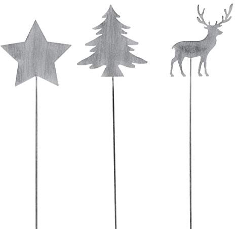 weihnachtlicher Deko-Stecker Garten-Stecker 3 Motive Stern-Hirsch-Tanne Sortiert Preis für 3-er Set