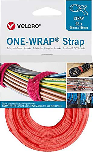 VELCRO One Wrap Strap Velcro Cable Ties 20 x 200 mm Orange Pack of 25