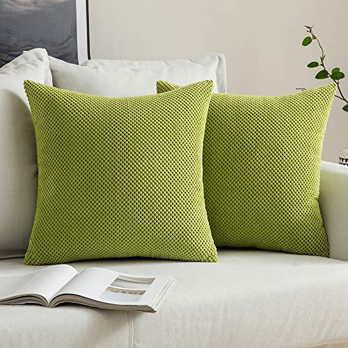 MIULEE 2er Set Kissenbezüge Dekokissen Körnig Dekorativ Kissenbezug Kissenhülle Sofakissen Deko Bezug Weich Zierkissen Kissen für Wohnzimmer Schlafzimmer 50x50cm Gelb-grün