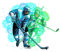 191 Wandtattoo Eishockey Spieler grün blau - Kinderzimmer Wandbild Deko Aufkleber Sticker Junge Teenager - Größe 1000 x 900 mm